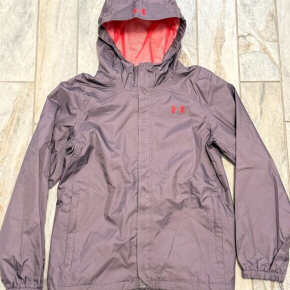New Under Armour girls youth medium purple waterproof raincoat MSRP $80